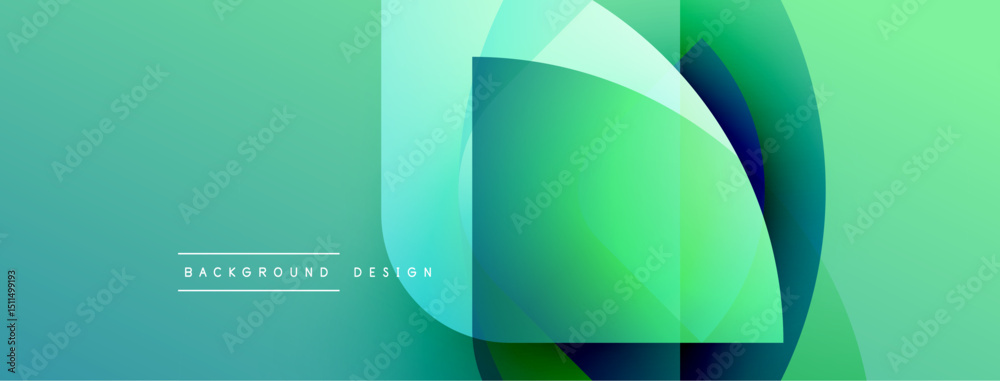 Poster Abstract gradient shapes overlap, creating vibrant teal background. Modern design element for digital projects. Smooth transitions, clean aesthetic.