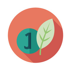 Number one with a leaf representing nature and green eco friendly healthy lifestyle