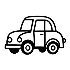 Classic Cartoon Car Silhouette: A minimalist vector illustration of a vintage cartoon car. Embodying simplicity and nostalgic charm. 