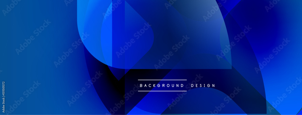 Leinwandbilder Abstract blue shapes overlap, creating dynamic gradient effect. Text reads background design within composition. Modern visual style.