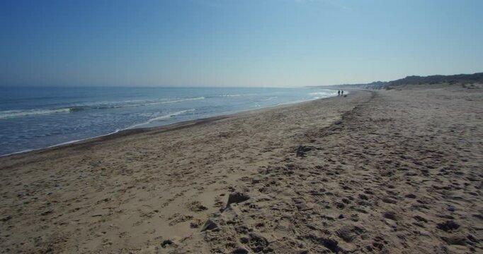 panning shot looking South down Horsey beach to Winterton on Sea,