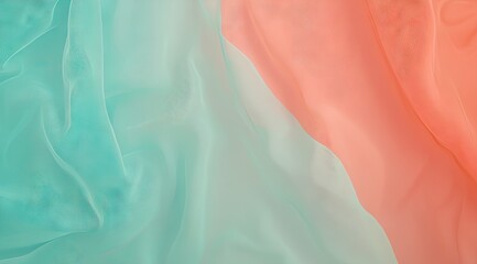 Soft, flowing fabrics in teal and peach
