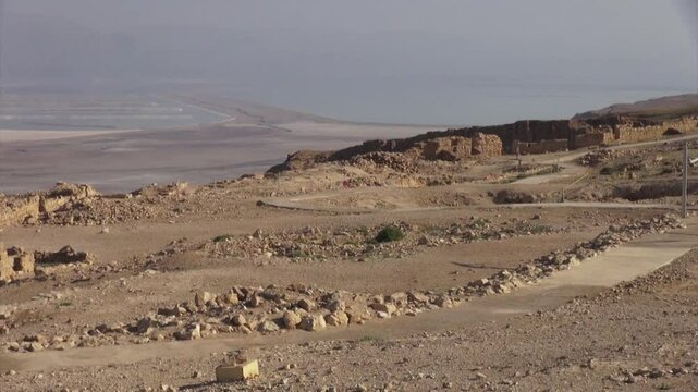 pan of Qumran Mountain Dead see behind.