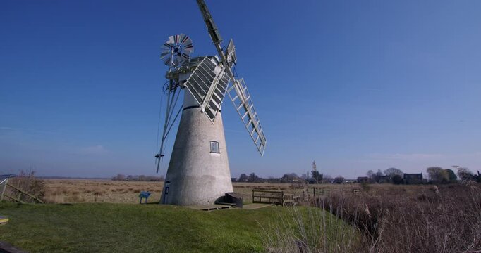 Side Wide shot of Thurne mill, on the river Thurne,