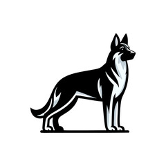 German shepherd dog logo vector black white illustration