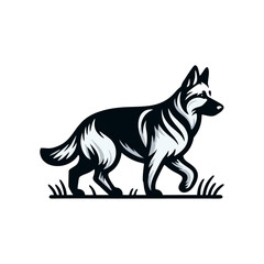 Fototapeta premium German shepherd dog logo vector black white illustration