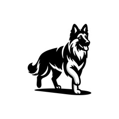 Obraz premium German shepherd dog logo vector black white illustration