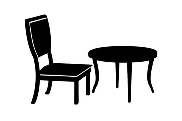 wooden chair And table silhouette