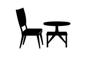 wooden chair And table silhouette
