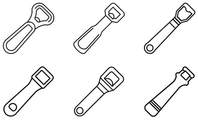 Simple Line Art Illustration of Various Bottle Openers