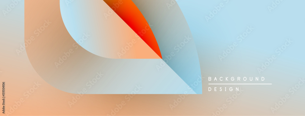 Poster abstract gradient shapes overlap. peach, blue, orange hues blend smoothly. minimalist design suggest
