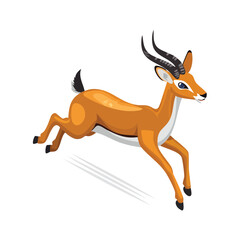 Obraz premium Impala jump isometric vector illustration with clean geometry and modern design