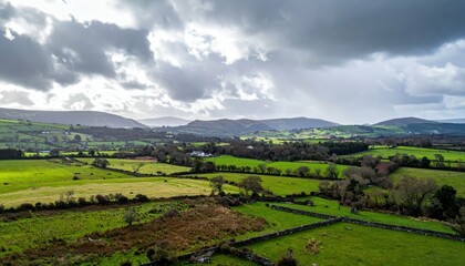 Naklejka premium Enigmatic Irish Countryside with Mystical Elements of Folklore