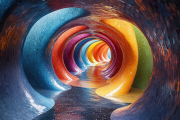 A colorful tunnel filled with vibrant hues.