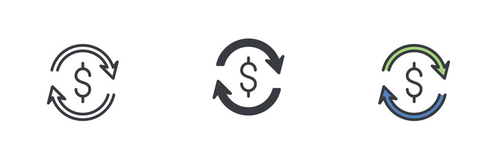 Fototapeta premium Money transfer different style icon set