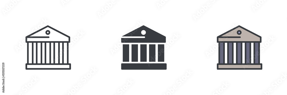 Leinwandbilder bank building with columns different style icon set