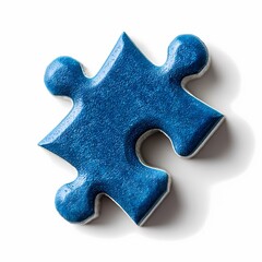 Sparkling Blue Jigsaw Puzzle Piece Problem Solving  Solutions on white background