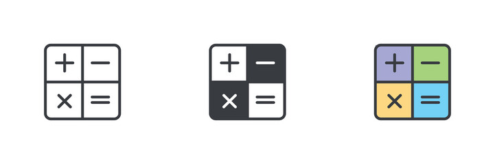 Calculator buttons different style icon set