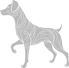 Obraz premium Black and white vector illustration of a cute dog and puppy silhouette
