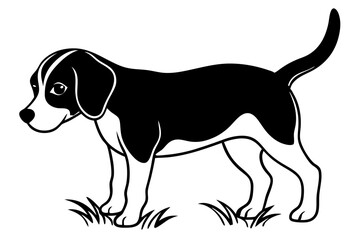 Cartoon beagle standing in silhouette vector illustration