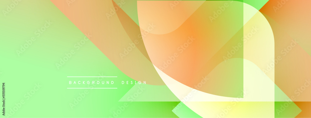 Poster abstract geometric shapes overlap. soft gradients create vibrant, modern background design. light gr