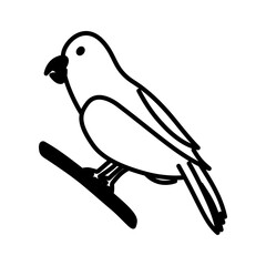 minimalist icon vector illustration of cockatoo bird or burung kakaktua in doodle artline style. high resolution perfect for symbol, logo, design element, sticker,  or poster