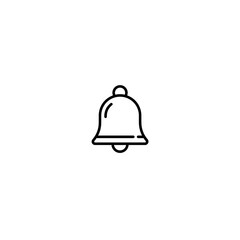Minimalist bell icon with clean lines and symmetrical design on white background