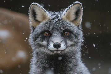 Obraz premium A fox camouflaged in the snow.