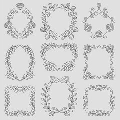Decorative vintage frames and borders. Vector design. floral ornament.