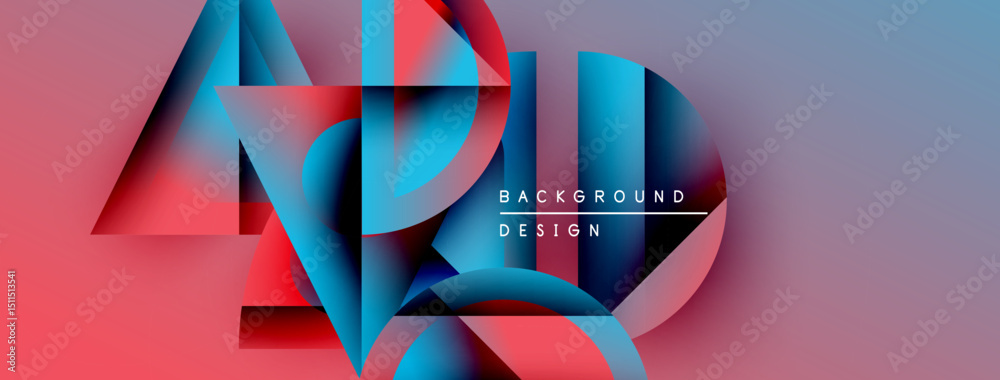 Aufkleber Abstract geometric shapes blend vibrant colors. Gradient background creates dynamic visual effect. Modern design element for projects.