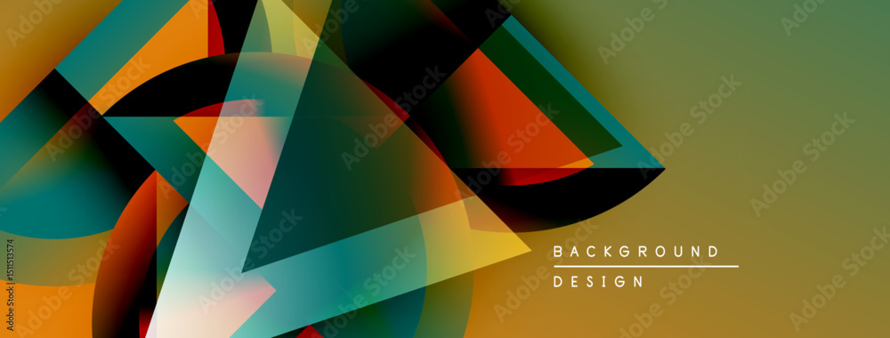 Aufkleber abstract geometric shapes overlap, creating vibrant color gradients. design features smooth transiti