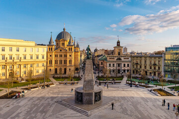The city of Łódź - view of Freedom Square. Lodz, Poland.	