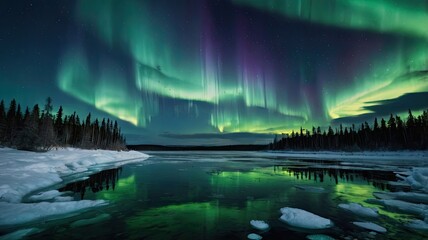 night landscape with lake