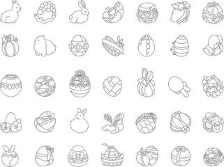 Seamless vector pattern with cartoon doodle vegetables, Easter eggs, and food icons, perfect for a baby or Christmas background design