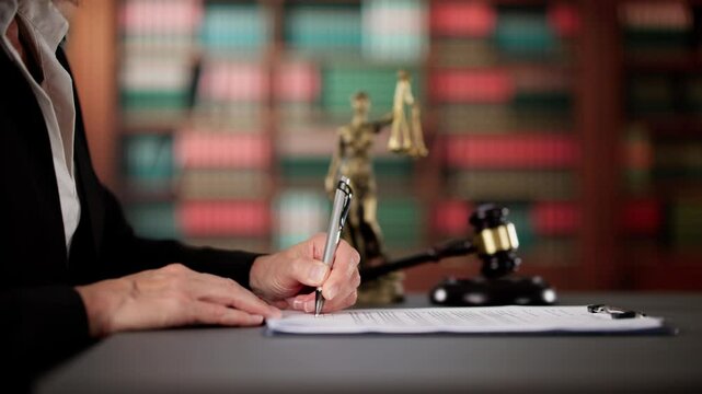 Judge Signing Contract Paper At Desk