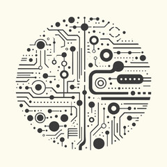 Obraz premium Molecular circuit with a circular shape, connection technology, and a digital network.