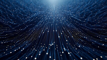 Fototapeta premium Abstract Futuristic Network Connection Background with Glowing Nodes and Lines Representing Data Flow Artificial Intelligence and Digital Technology in a Dark Blue Color Scheme