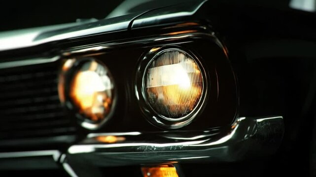 Classic Car Headlight Detail: Nostalgic Automotive Design and Retro Vehicle Aesthetics