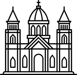 cathedral outline vector illustration line art