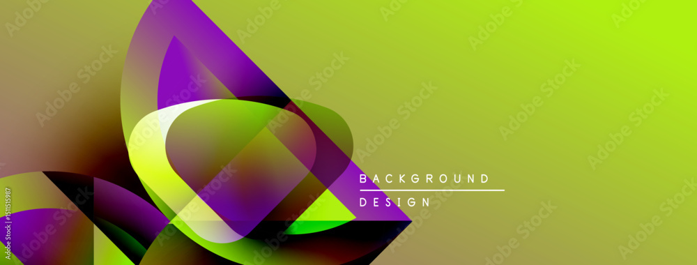 Fototapete abstract vibrant layers create dynamic visual effect. smooth gradients blend purple, green, yellow h