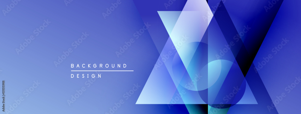 Aufkleber Abstract geometric shapes overlap, creating vibrant blue gradients. Modern design suitable for backgrounds, presentations. Minimalist aesthetic.