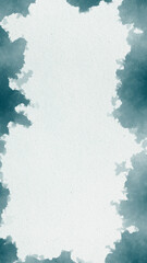 blue ink splash stain border frame on paper texture background, old vintage dark blue watercolor brush vertical social media design element	