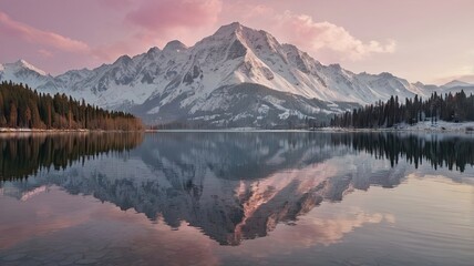 mountain lake in the morning