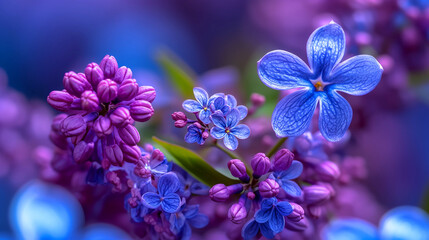 Blue lilac flowers.	