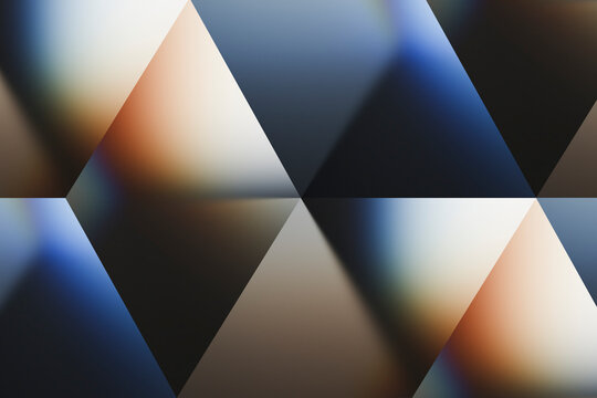 Abstract 3D rendering of colorful geometric pattern with gradient and refraction