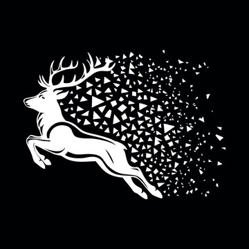 Ye ek stylish aur minimalist vector logo hai jismein ek deer (hiran) ko artistic andaaz mein dikhaya gaya hai. Deer ke antlers (seengh) prominent hain jo strength aur elegance ka izhar karte hain. Is 