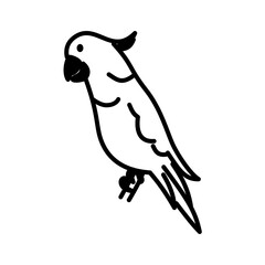 minimalist icon vector illustration of cockatoo bird or burung kakaktua in doodle artline style. high resolution and editable perfect for symbol, logo, design element, sticker,  or poster.