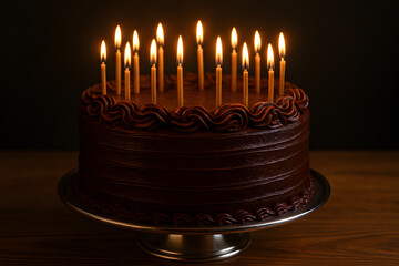 birthday cake with burning candles