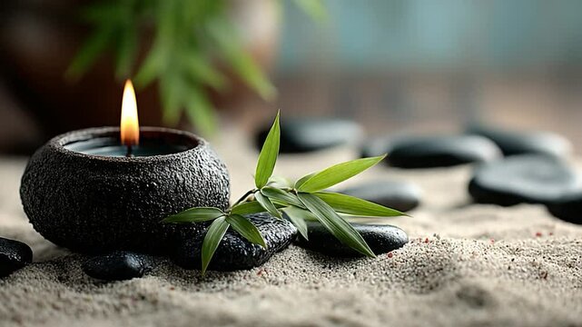 Serene Zen Garden: Candlelight, Stones, and Bamboo