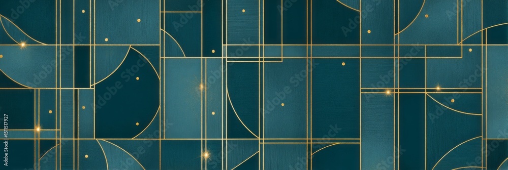 Poster intricate gold geometric patterns on a deep blue background create a captivating visual display for 